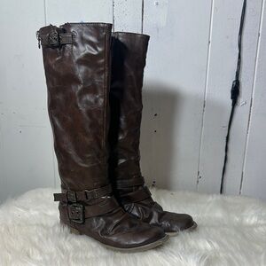 Brown Leather Knee-High Boots